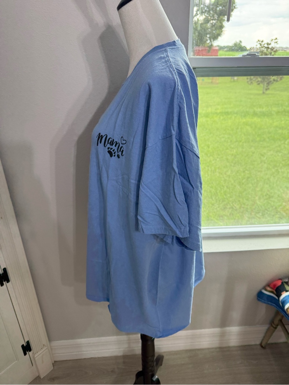 Port Authority Baby Blue Short-Sleeve Crewneck Tee with Mama Bear design - Picture 2 of 5